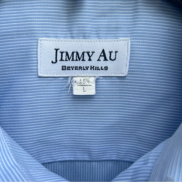 Jimmy Au Beverly Hills Men’s Light Blue Long Sleeve Button Down L Dress Shirt - Picture 4 of 5